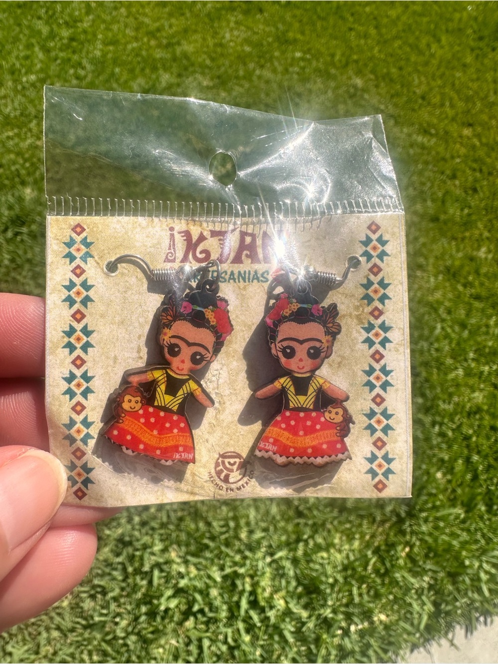Frida-Inspired Red & Yellow Dangle Earrings